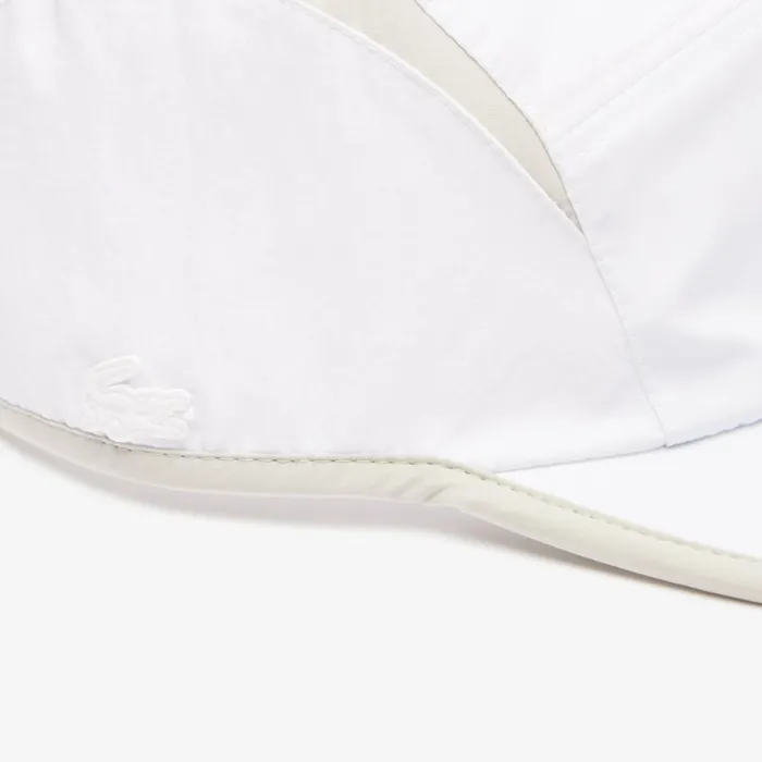 Caps and Hats MenWomen Lacoste Unisex Jockey Cap With Contrast Cutouts White Grey Iz9