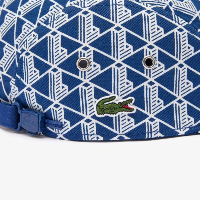 Caps and Hats MenWomen Lacoste Unisex Monogram Print Twill Jockey Cap Navy Blue White Qie