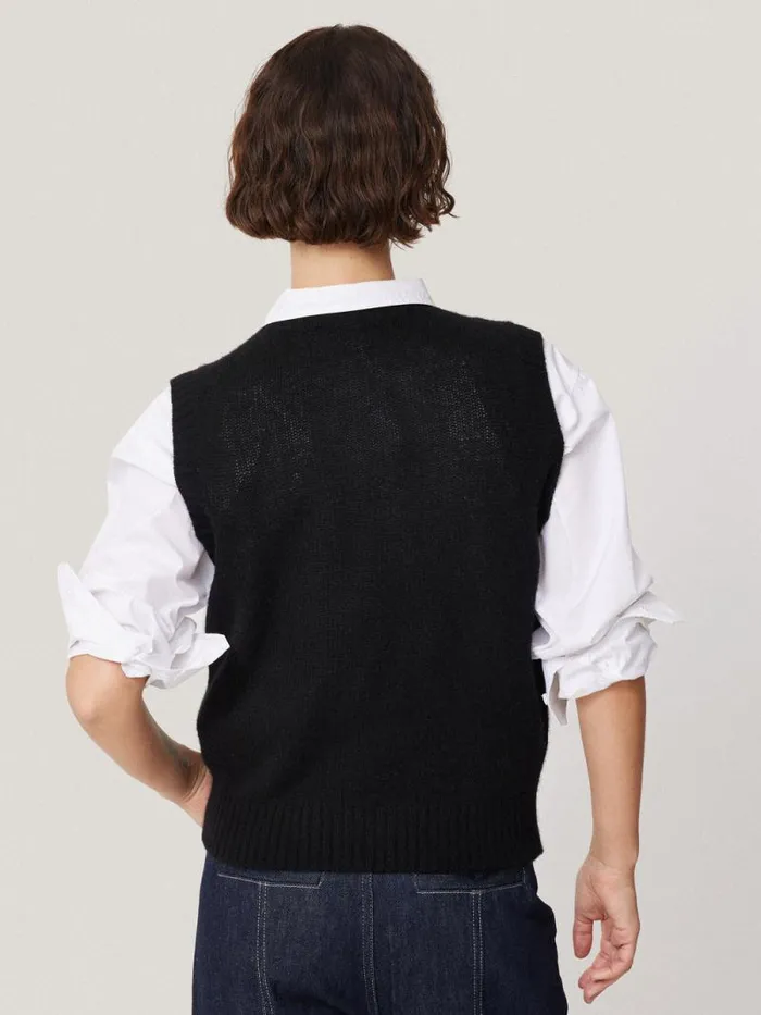 Cashmere Crew Neck Tank Black Women Jigsaw Knitwear and Cashmere