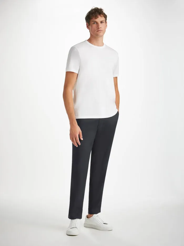 Casual Pants Men Derek Rose Trousers Harris Lyocell Cotton Navy