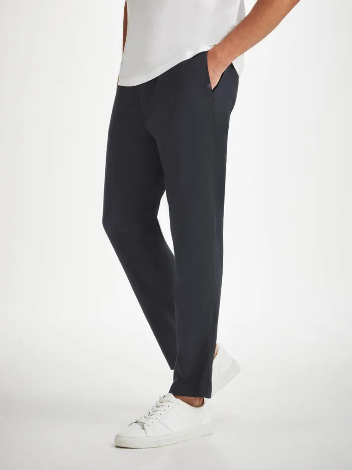 Casual Pants Men Derek Rose Trousers Harris Lyocell Cotton Navy