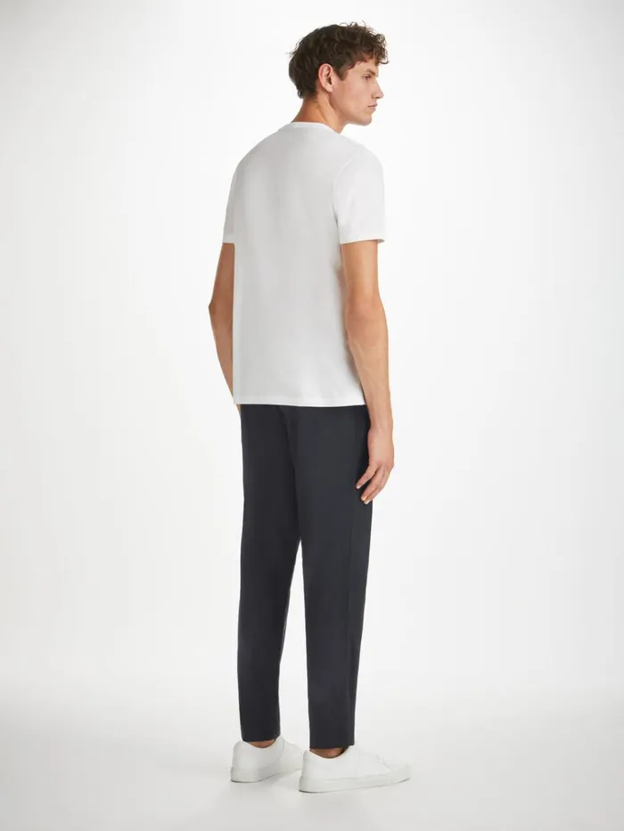 Casual Pants Men Derek Rose Trousers Harris Lyocell Cotton Navy