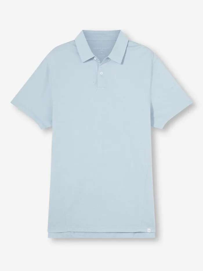 Casual Shirts Men Derek Rose Polo Shirt Ramsay 2 Pique Cotton Tencel Sky