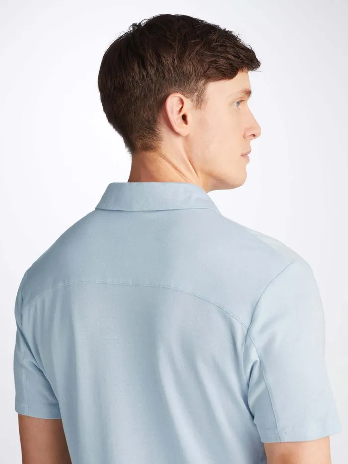 Casual Shirts Men Derek Rose Polo Shirt Ramsay 2 Pique Cotton Tencel Sky