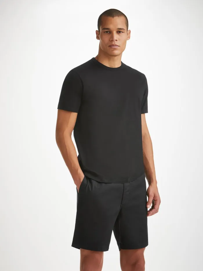 Casual Shorts Men Derek Rose Shorts Harris Lyocell Cotton Black