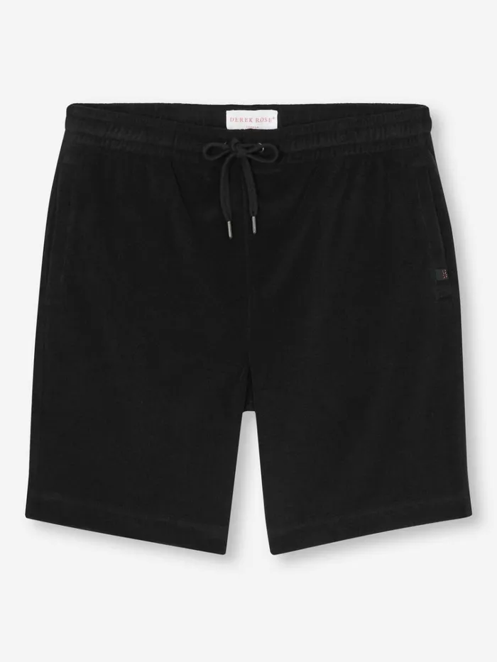Casual Shorts Men Derek Rose Towelling Shorts Isaac Terry Cotton Black