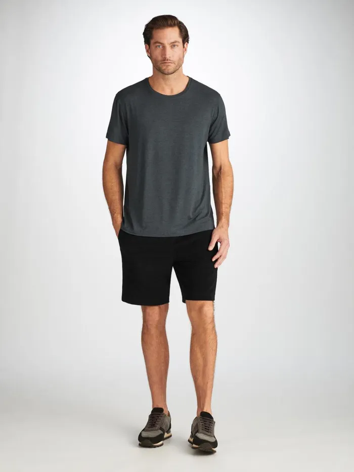 Casual Shorts Men Derek Rose Towelling Shorts Isaac Terry Cotton Black