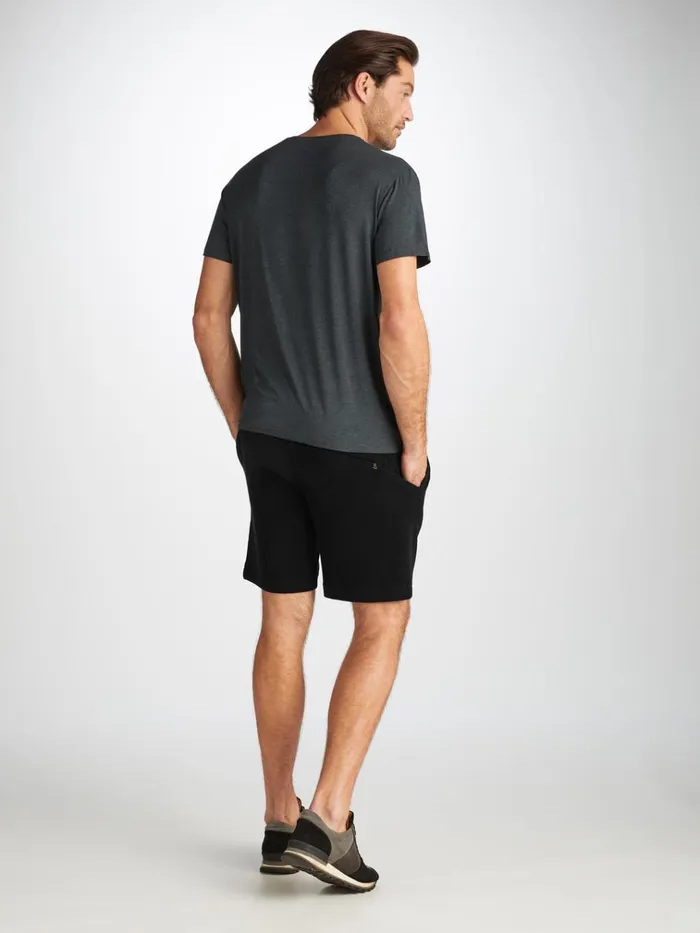 Casual Shorts Men Derek Rose Towelling Shorts Isaac Terry Cotton Black