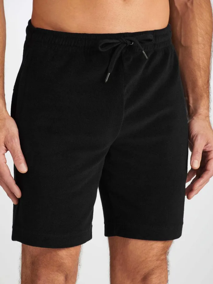 Casual Shorts Men Derek Rose Towelling Shorts Isaac Terry Cotton Black