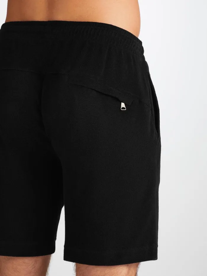 Casual Shorts Men Derek Rose Towelling Shorts Isaac Terry Cotton Black