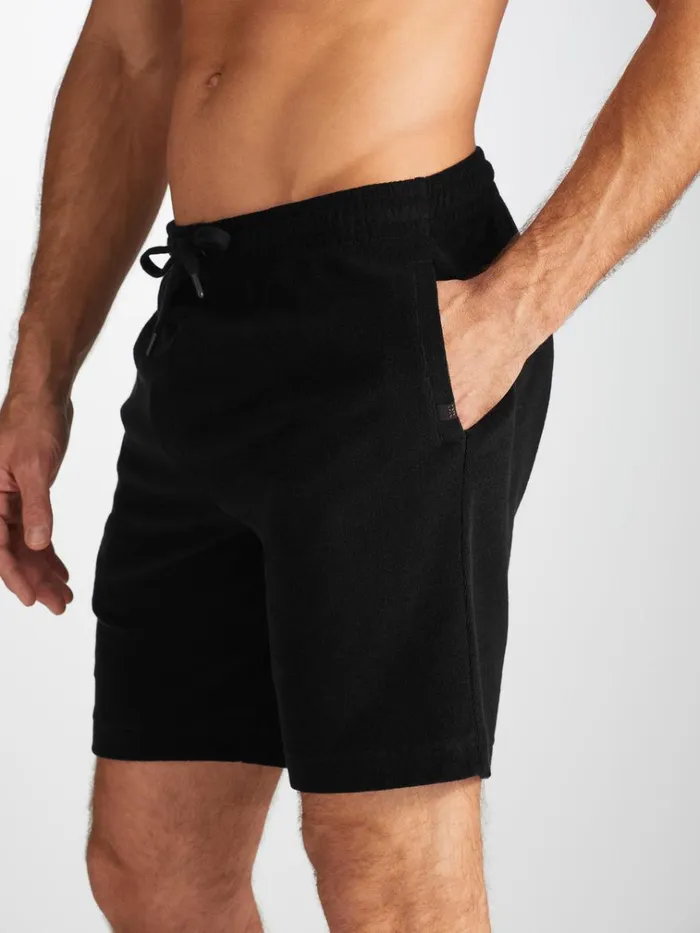 Casual Shorts Men Derek Rose Towelling Shorts Isaac Terry Cotton Black