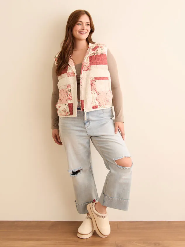 Chandler Patchwork Sherpa Vest Burgundymulti Women Altar039d State Jackets
