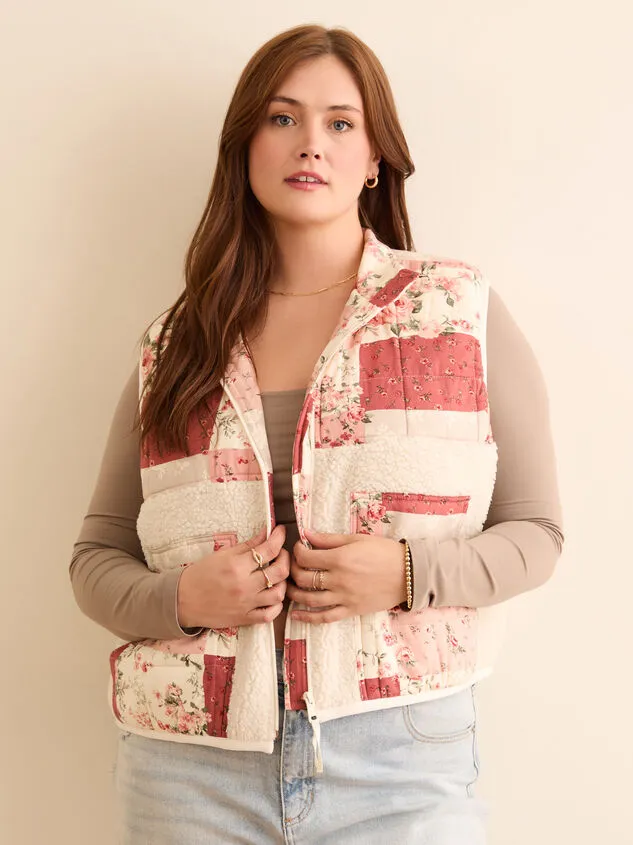 Chandler Patchwork Sherpa Vest Burgundymulti Women Altar039d State Jackets