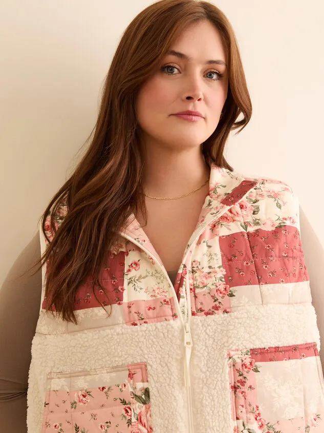Chandler Patchwork Sherpa Vest Burgundymulti Women Altar039d State Jackets