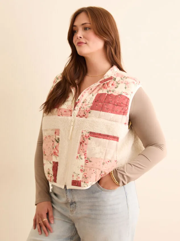 Chandler Patchwork Sherpa Vest Burgundymulti Women Altar039d State Jackets