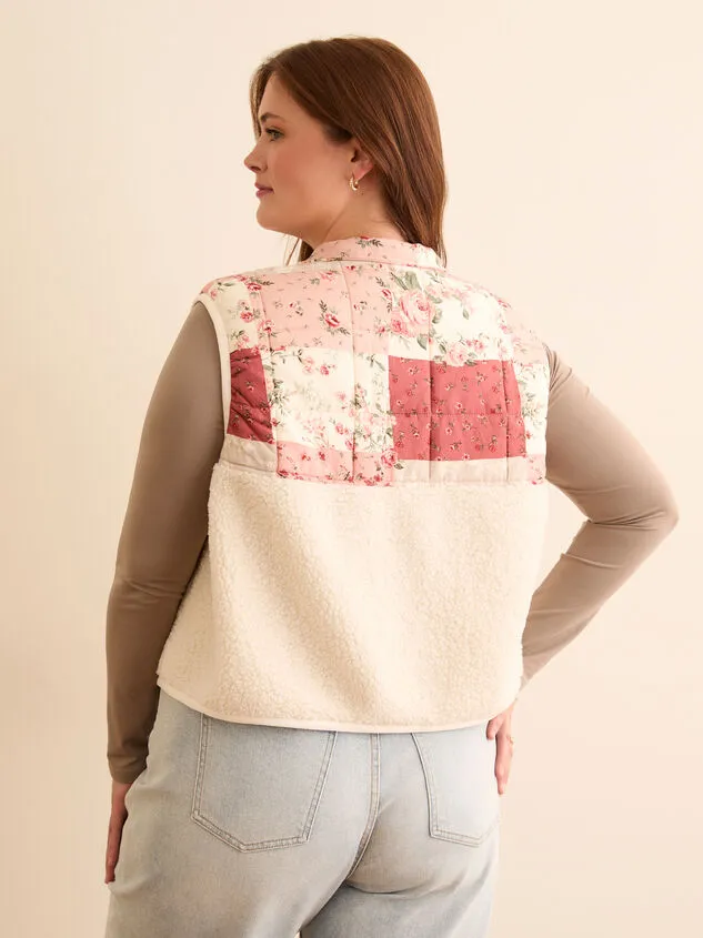 Chandler Patchwork Sherpa Vest Burgundymulti Women Altar039d State Jackets