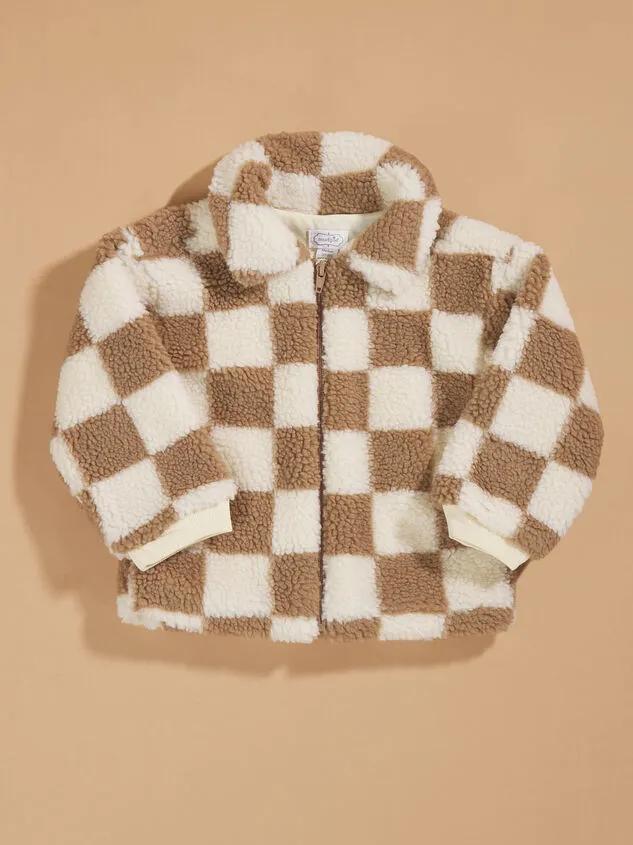 Checkered Zip Sherpa Jacket By MudPie Tan Boy Altar039d State Toddler 2T5T