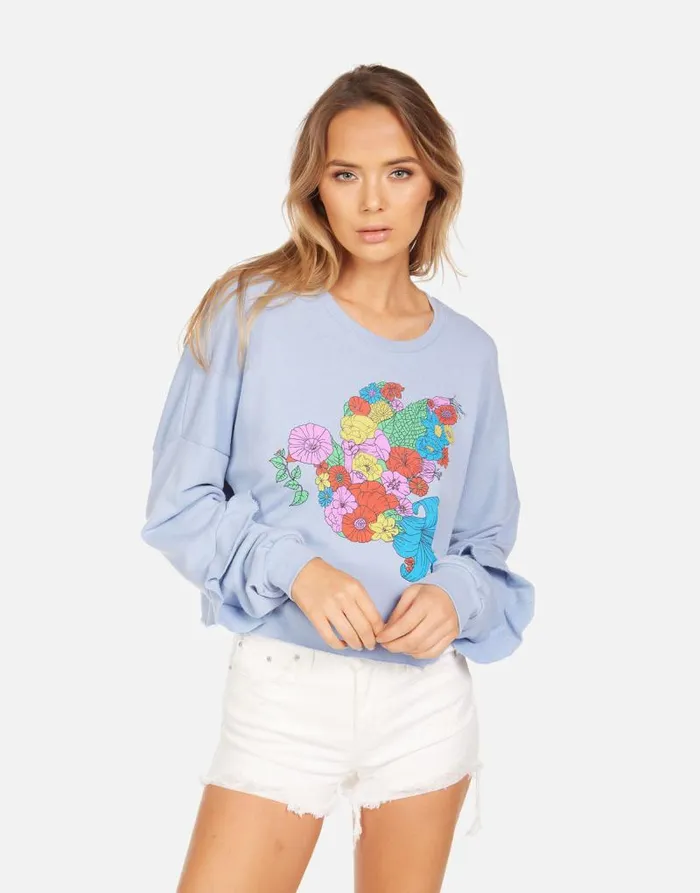 Chevelle Floral Dove Soft Sky Women Lauren Moshi Long Sleeve