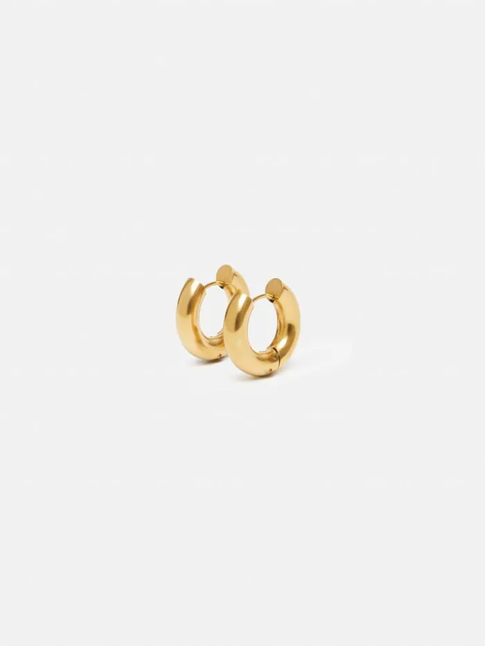 Chubby Hoop Earrings Gold Women Jigsaw Jewellery