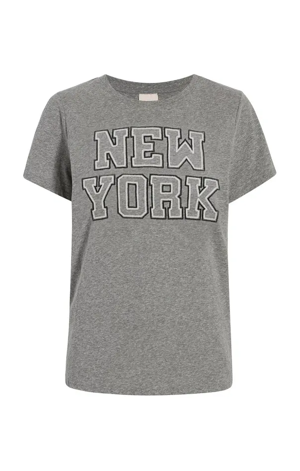 Cinq Sept Chainstitch Paris New York Tee Heathergreywhite Women Tees