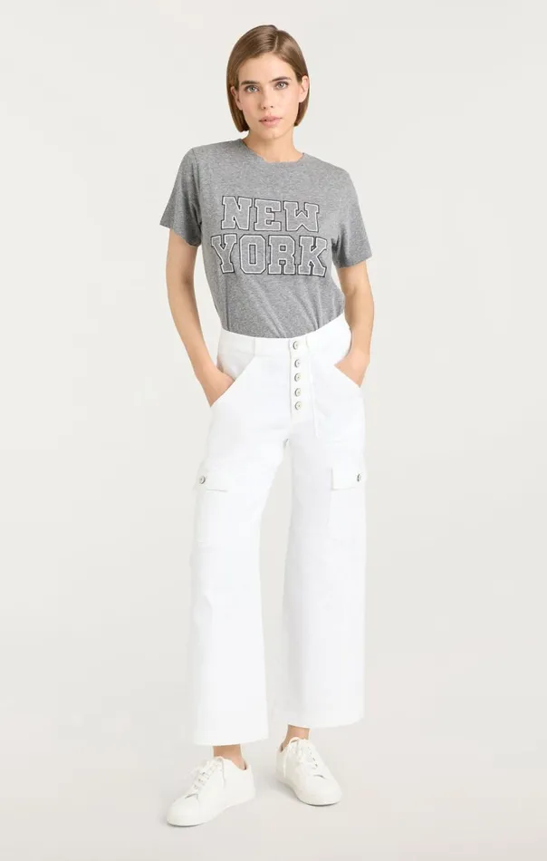 Cinq Sept Chainstitch Paris New York Tee Heathergreywhite Women Tees