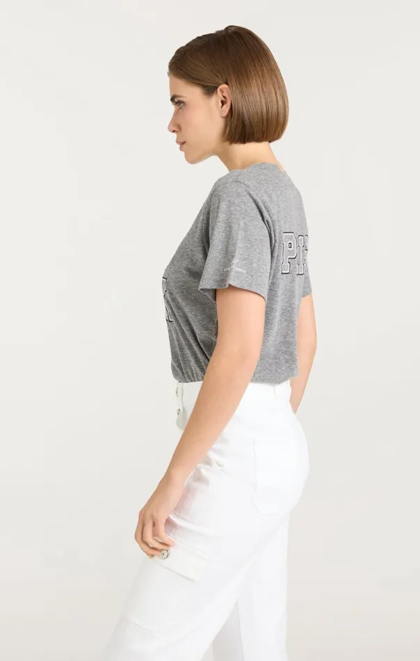 Cinq Sept Chainstitch Paris New York Tee Heathergreywhite Women Tees