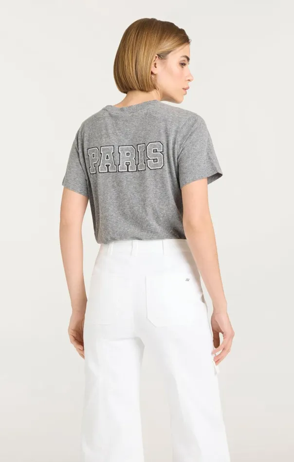 Cinq Sept Chainstitch Paris New York Tee Heathergreywhite Women Tees