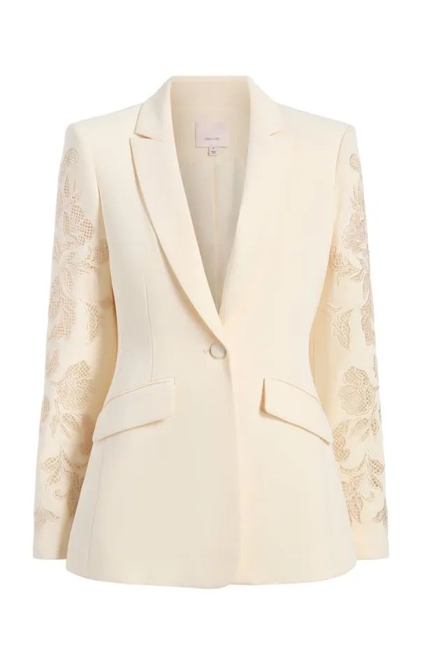 Cinq Sept Cutout Paisley Embellished Cheyenne Blazer Gardenia Women Blazers