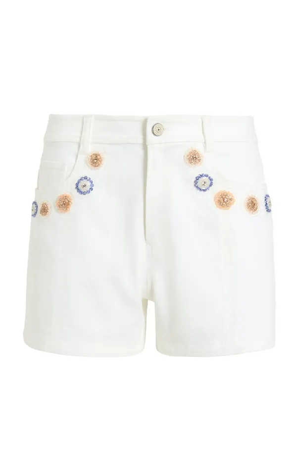 Cinq Sept Ditsy Dots Brea Short White Women Denim