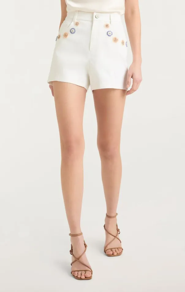 Cinq Sept Ditsy Dots Brea Short White Women Denim