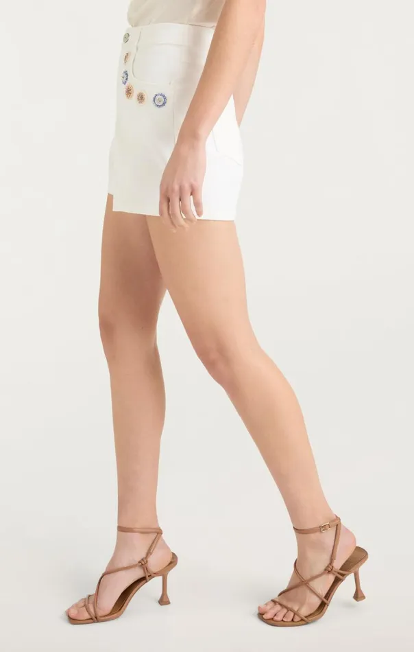 Cinq Sept Ditsy Dots Brea Short White Women Denim