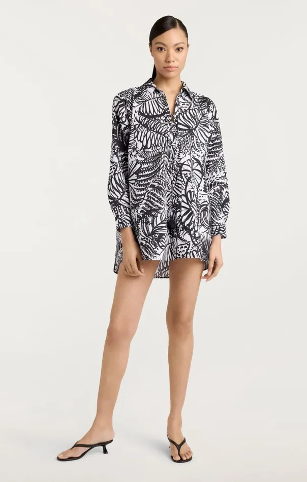 Cinq Sept Exploded Tropical Inkblot Tommy Coverup Blackwhite Women Coverups
