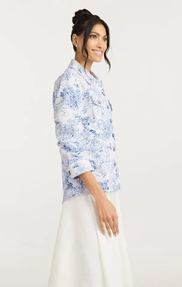 Cinq Sept Garden Toile Scrunched Canyon Jacket Whiteblue Women Denim