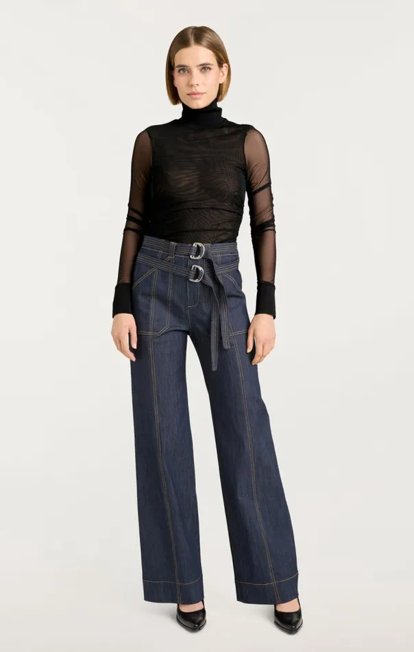 Cinq Sept Halen Top Black Women Long Sleeve Tops