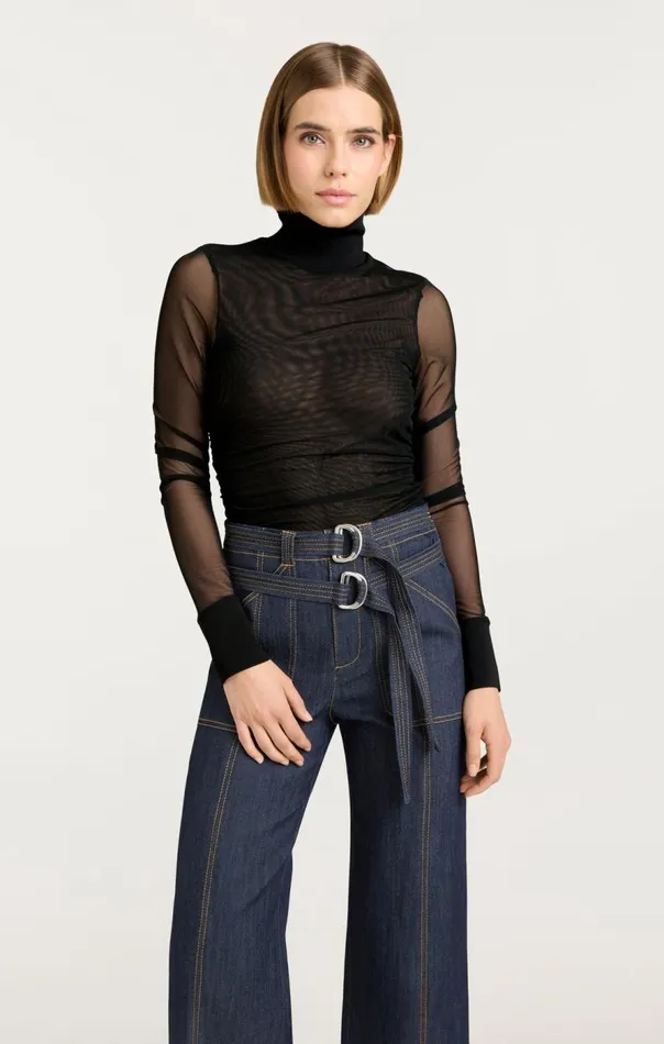 Cinq Sept Halen Top Black Women Long Sleeve Tops