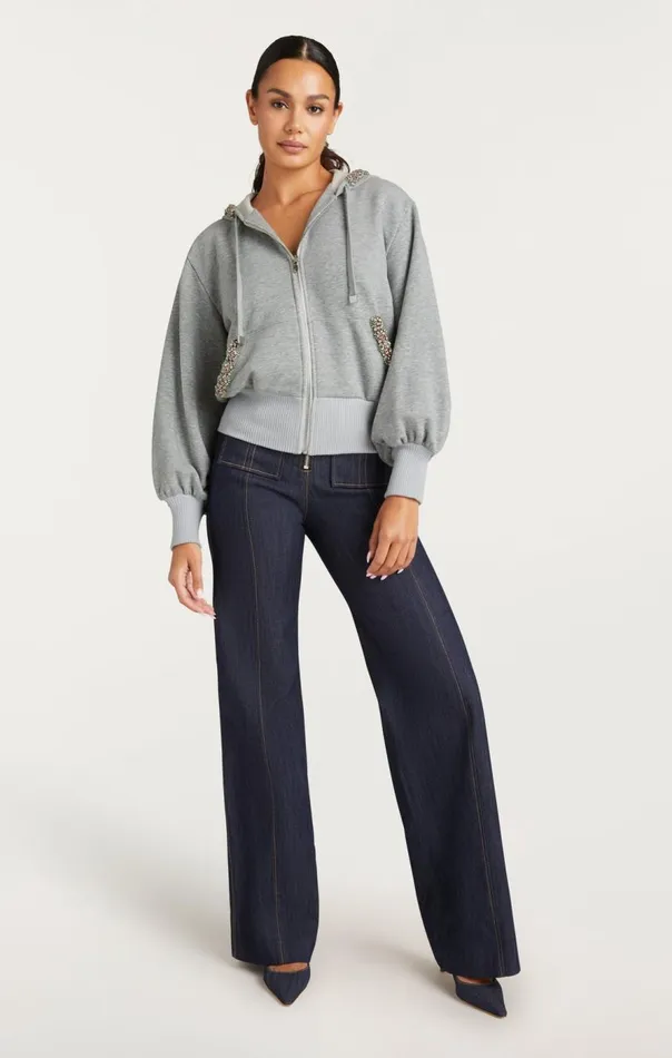 Cinq Sept Heather Maddie Zip Up Sweatshirt Heathergreymulti Women Sweaters and Knits