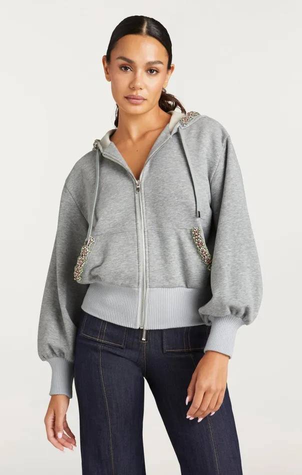 Cinq Sept Heather Maddie Zip Up Sweatshirt Heathergreymulti Women Sweaters and Knits