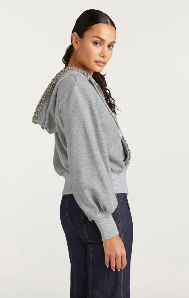 Cinq Sept Heather Maddie Zip Up Sweatshirt Heathergreymulti Women Sweaters and Knits