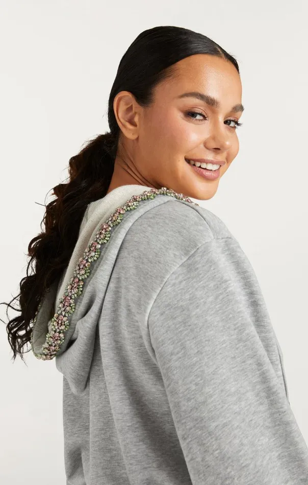 Cinq Sept Heather Maddie Zip Up Sweatshirt Heathergreymulti Women Sweaters and Knits
