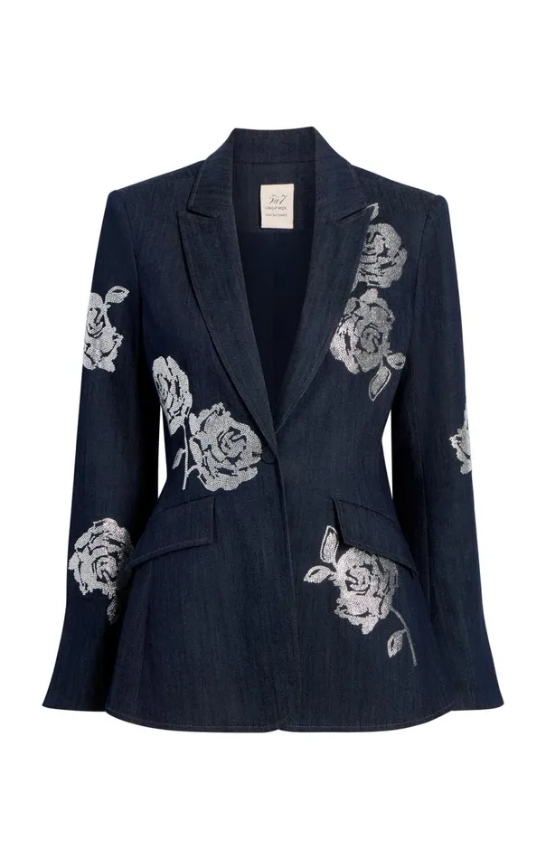 Cinq Sept Heatset Roses Cheyenne Blazer Indigo Women Denim