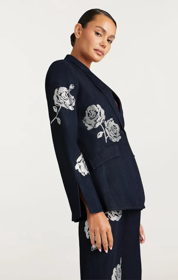 Cinq Sept Heatset Roses Cheyenne Blazer Indigo Women Denim