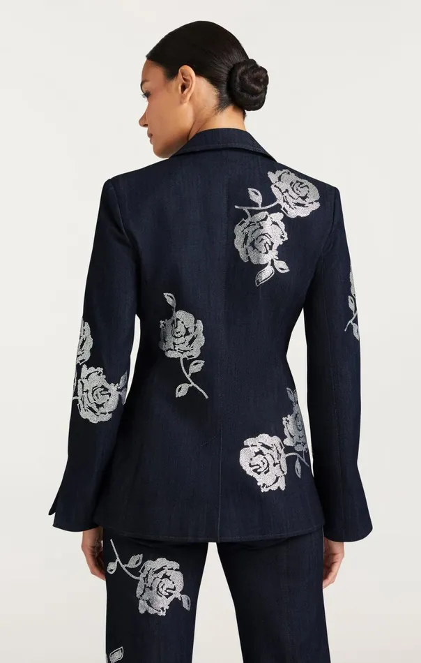 Cinq Sept Heatset Roses Cheyenne Blazer Indigo Women Denim
