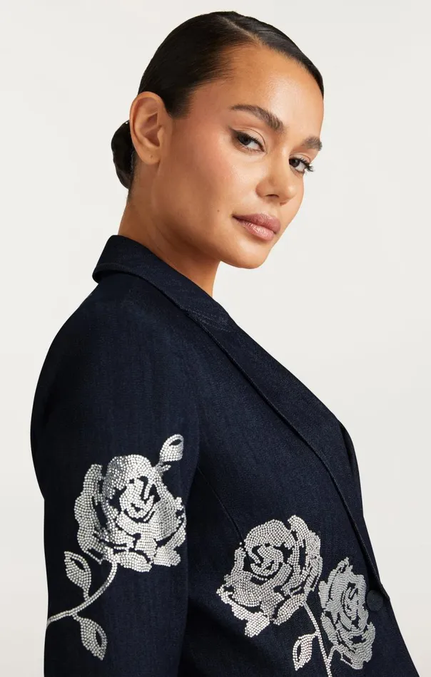 Cinq Sept Heatset Roses Cheyenne Blazer Indigo Women Denim