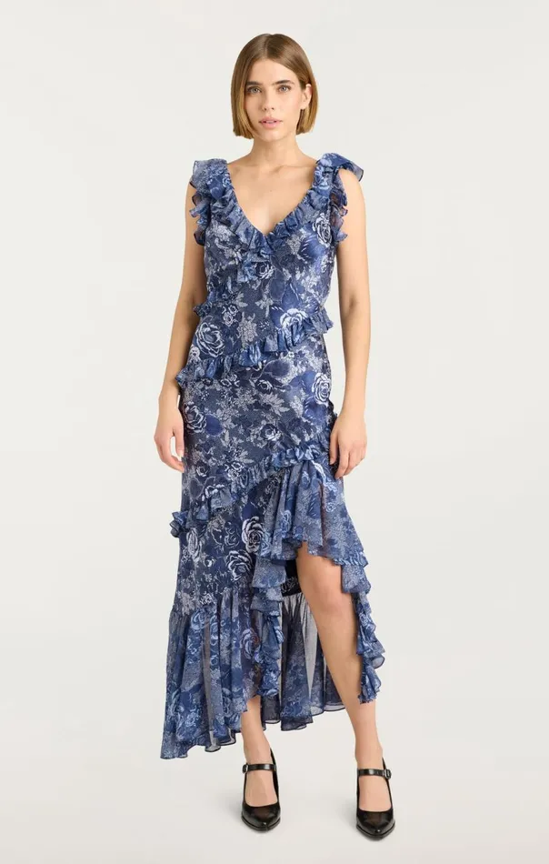 Cinq Sept Indigo Floral Ora Dress Indigomulti Women Cocktail and Evening