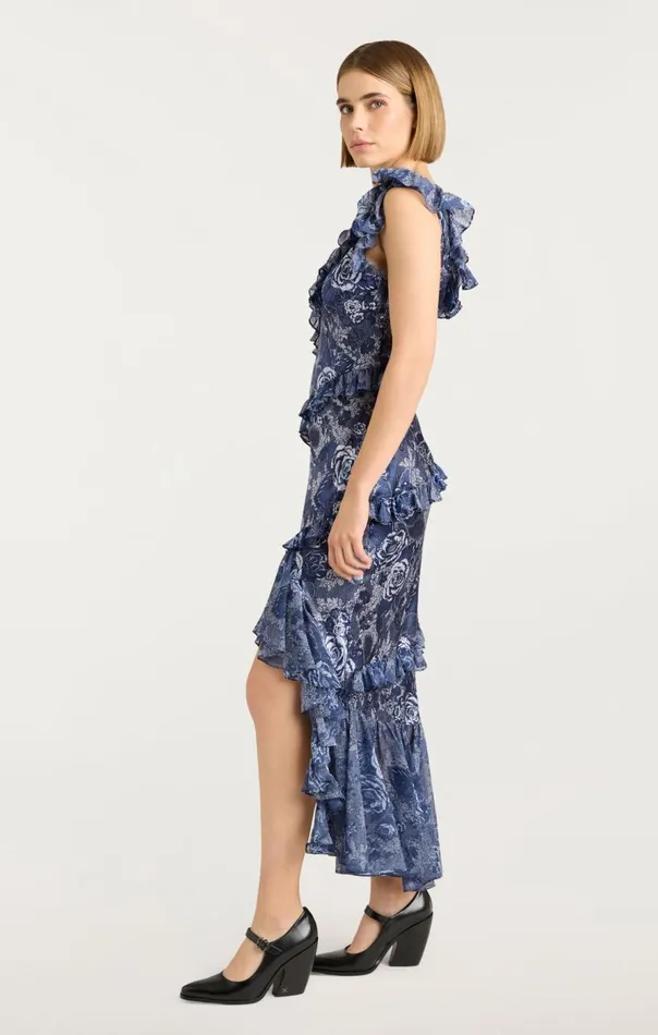Cinq Sept Indigo Floral Ora Dress Indigomulti Women Cocktail and Evening