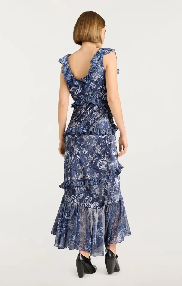 Cinq Sept Indigo Floral Ora Dress Indigomulti Women Cocktail and Evening