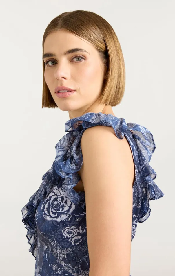 Cinq Sept Indigo Floral Ora Dress Indigomulti Women Cocktail and Evening