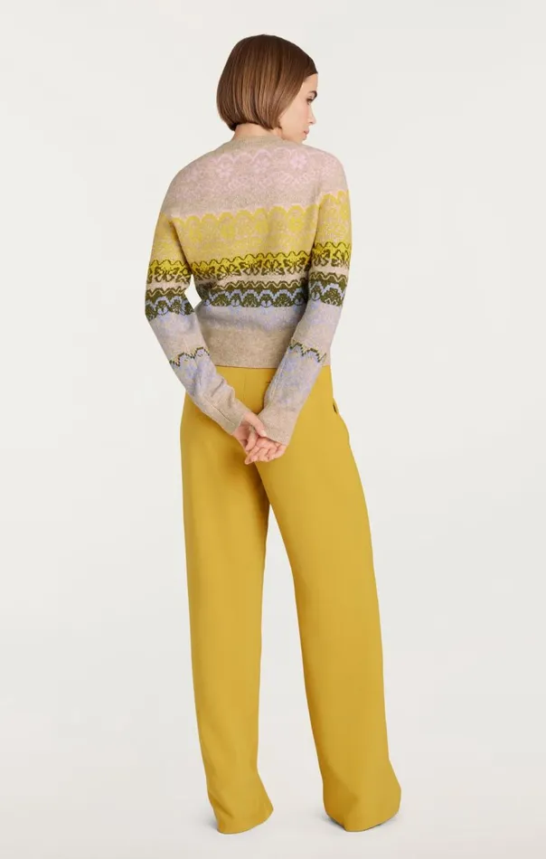 Cinq Sept Lace Fair Isle Pullover Oatmealmulti Women Sweaters and Knits