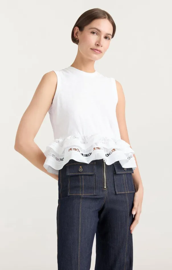 Cinq Sept Landri Top White Women Tank Tops and Camisoles