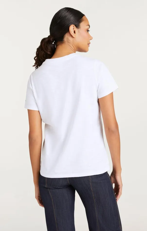 Cinq Sept Metallic Leather Je T039aime Tee Whitegold Women Tees
